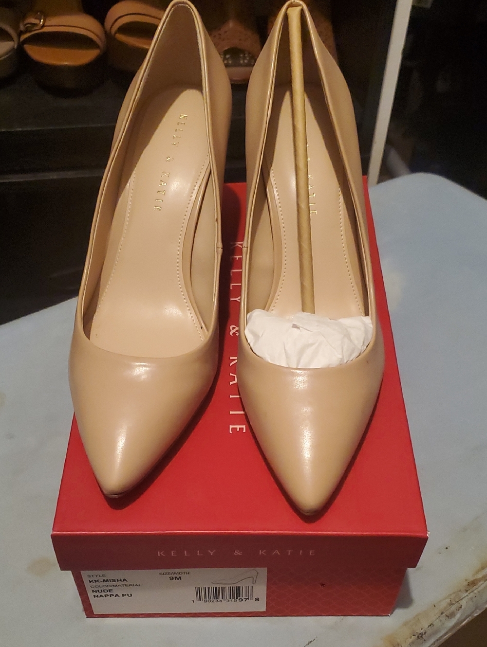 Kelly & Katie Beige Pointed Toe Stiletto Heels